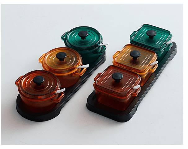 Set of 3 Decorative Condiment Container.